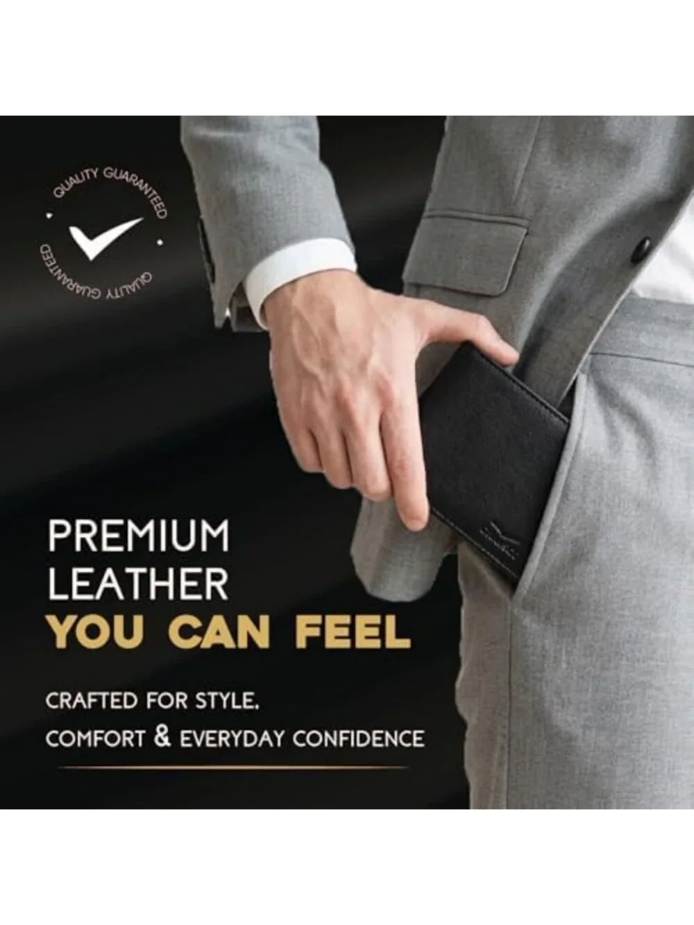 Men's RFID Blocking Leather Bifold Wallet with ID Window - Stylish & Secure